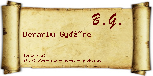 Berariu Györe névjegykártya
